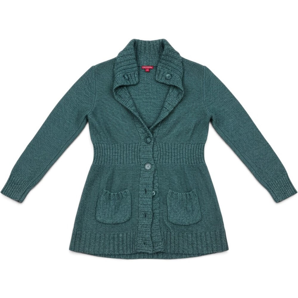 Merona Womens Teal Marled Knit Button Front Shawl Collar Cardigan Sweater Size M